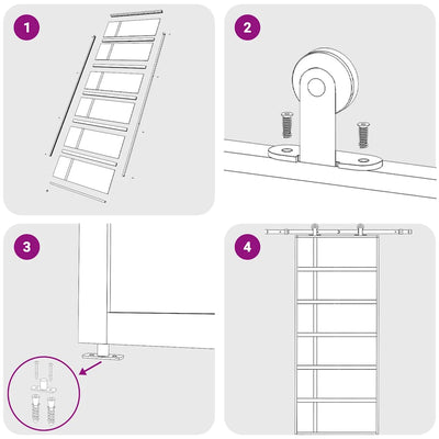 Valkoinen liukuovi esg-huurrelasi ja alumiini Macrid 90x205cm