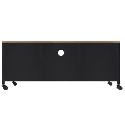 TV-taso musta 110x30x43 cm rauta ja täysi kuusi