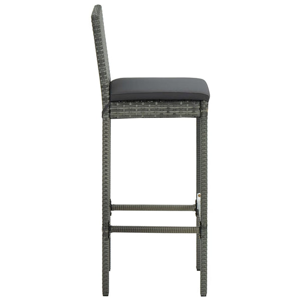 Harmaa puutarhan baarisarja tyynyillä Estelita (3-osainen polyrottinki)