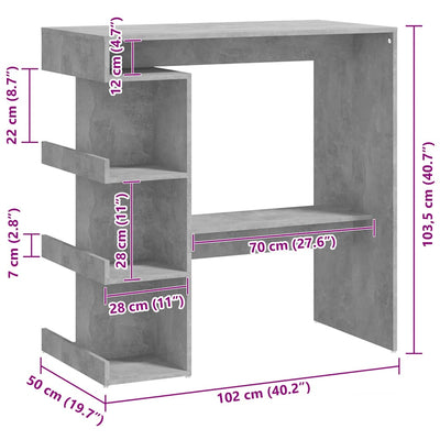 Betoninharm. baaripöytä telineellä Radut 100x50x101,5cm (puinen)
