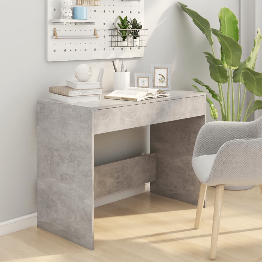 Betoninharmaa työpöytä Claudius 101x50x76,5cm (puinen)