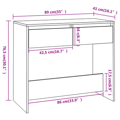 Konsolipöytä musta 89x41x76,5 cm teräs