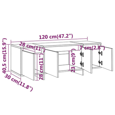 TV-taso musta 120x30x40,5 cm lastulevy