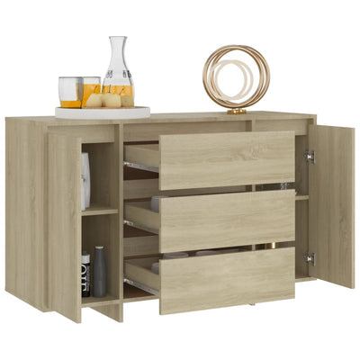 Senkki 3 vetolaatikolla Sonoma-tammi 120x41x75 cm tekninen puu