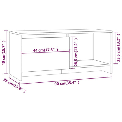 TV-taso betoninharmaa 90x35x40 cm tekninen puu