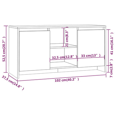 TV-taso Sonoma-tammi 102x37,5x52,5 cm tekninen puu