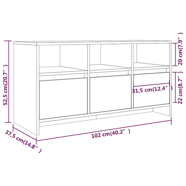 TV-taso Sonoma-tammi 102x37,5x52,5 cm tekninen puu