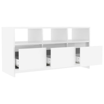 TV-taso korkeakiilto valkoinen 102x37,5x52,5 cm lastulevy