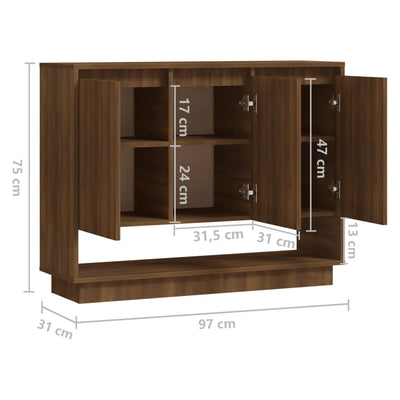 Senkki ruskea tammi 97x31x75 cm lastulevy