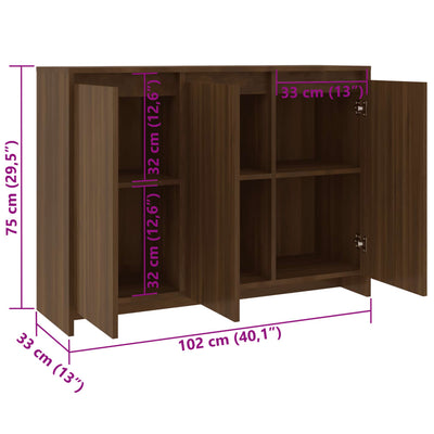 Senkki ruskea tammi 102x33x75 cm lastulevy