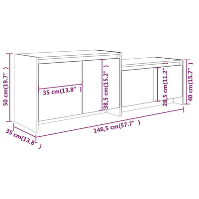 TV-taso ruskea tammi 146,5x35x50 cm tekninen puu