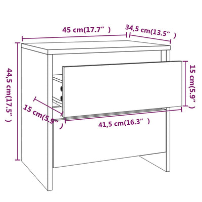 Yöpöydät 2 kpl harmaa Sonoma 45x34,5x44,5 cm lastulevy