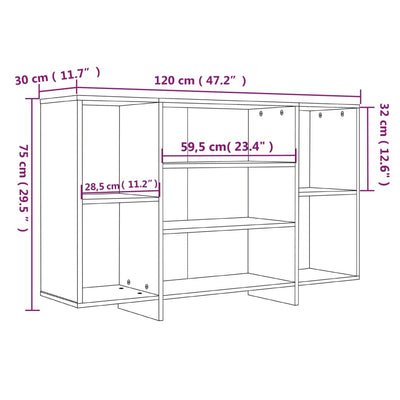 Senkki ruskea tammi 120x30x75 cm tekninen puu