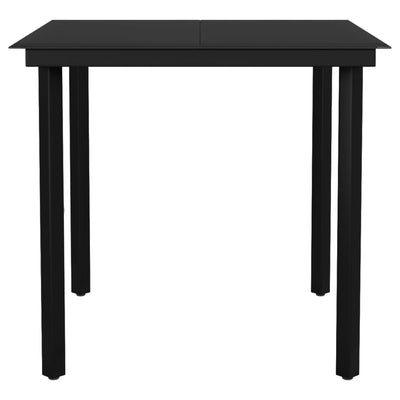 Puutarhan ruokapöytä musta 80x80x74 cm teräs ja lasi