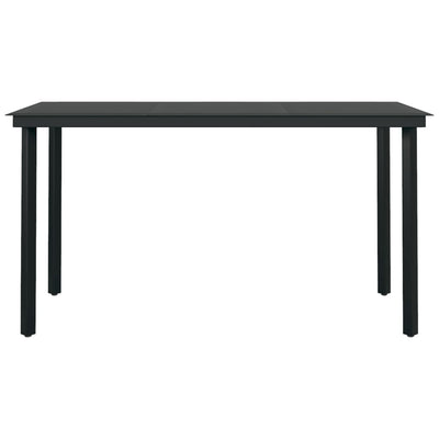 Puutarhan ruokapöytä musta 140x70x74 cm teräs ja lasi