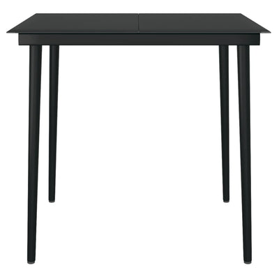 Puutarhan ruokapöytä musta 80x80x74 cm teräs ja lasi