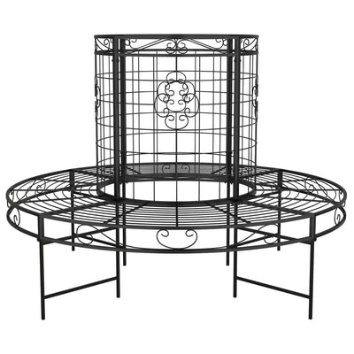 Puunympäryspenkki Ø 137 cm musta teräs
