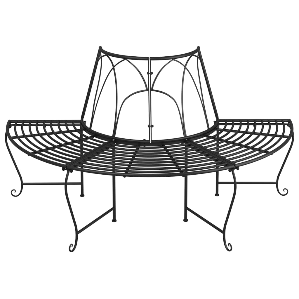 Musta puolipyöreä puunympäryspenkki Virag Ø 159cm (teräs)
