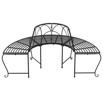 Puolipyöreä puunympäryspenkki Ø 159 cm musta teräs