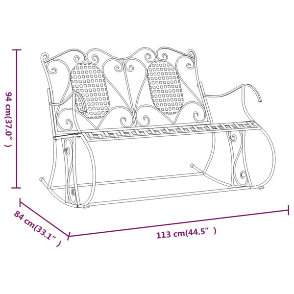Musta keinupenkki Libbie 113cm (2-istuttava, teräs)