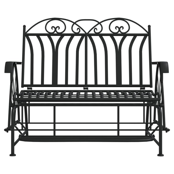 Musta liukujalkapenkki West 114cm (2-istuttava, teräs)