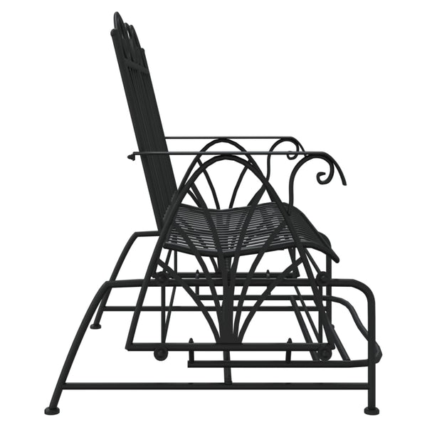 Musta liukujalkapenkki West 114cm (2-istuttava, teräs)