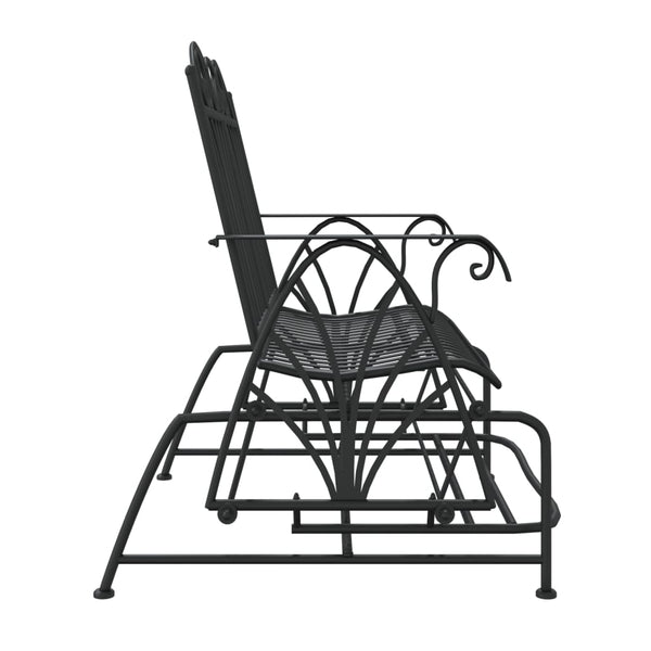 Musta liukujalkapenkki West 114cm (2-istuttava, teräs)