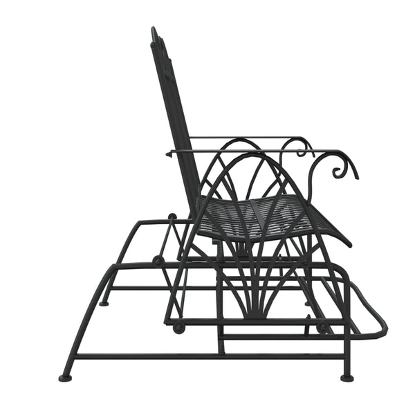 Musta liukujalkapenkki West 114cm (2-istuttava, teräs)