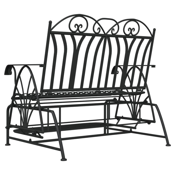 Musta liukujalkapenkki West 114cm (2-istuttava, teräs)