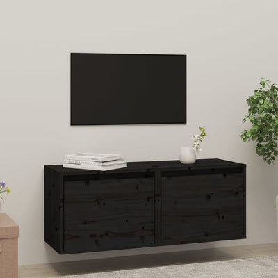 Seinäkaapit 2 kpl musta 45x30x35 cm täysi mänty