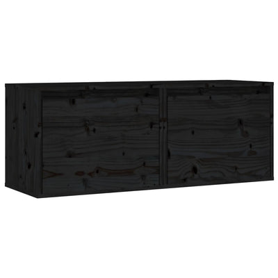 Seinäkaapit 2 kpl musta 45x30x35 cm täysi mänty