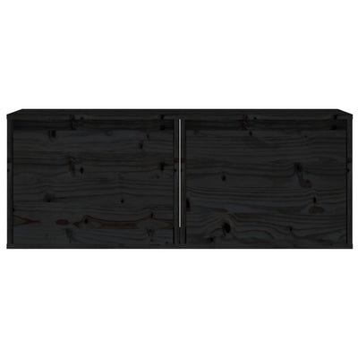 Seinäkaapit 2 kpl musta 45x30x35 cm täysi mänty