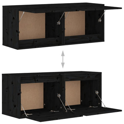 Seinäkaapit 2 kpl musta 45x30x35 cm täysi mänty