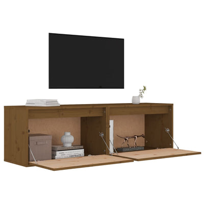 Seinäkaapit 2 kpl hunajanruskea 60x30x35 cm täysi mänty