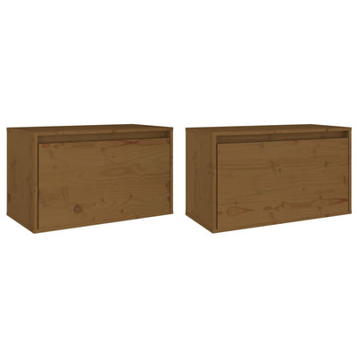 Seinäkaapit 2 kpl hunajanruskea 60x30x35 cm täysi mänty