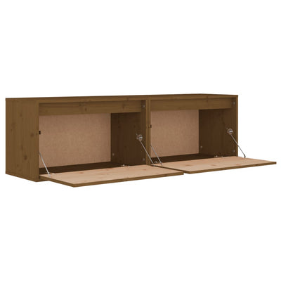 Seinäkaapit 2 kpl hunajanruskea 60x30x35 cm täysi mänty