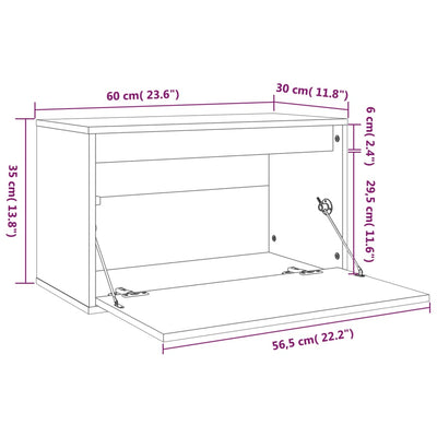 Seinäkaappi musta 60x30x35 cm täysi mänty
