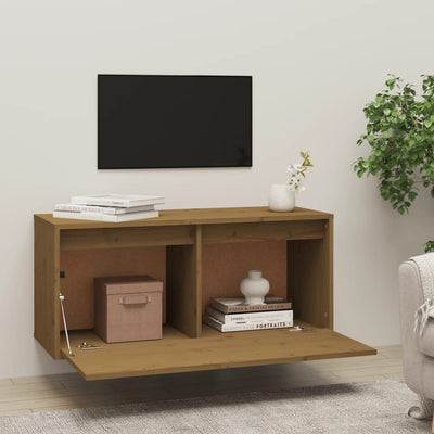 Seinäkaappi hunajanruskea 80x30x35 cm täysi mänty