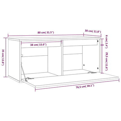Seinäkaappi hunajanruskea 80x30x35 cm täysi mänty