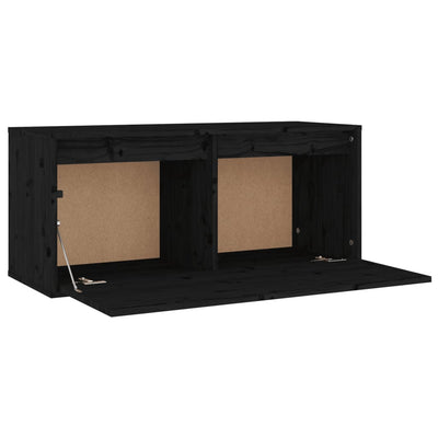 Seinäkaappi musta 80x30x35 cm täysi mänty