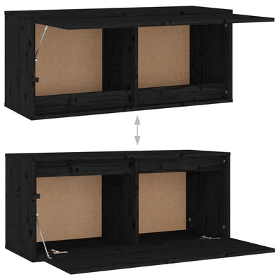 Seinäkaappi musta 80x30x35 cm täysi mänty