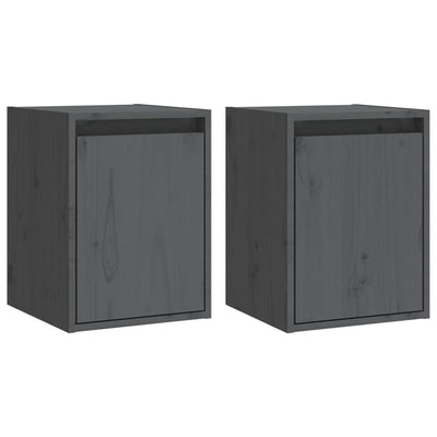 Seinäkaapit 2 kpl harmaa 30x30x40 cm täysi mänty