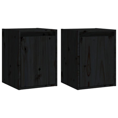 Seinäkaapit 2 kpl musta 30x30x40 cm täysi mänty