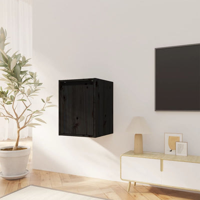Seinäkaapit 2 kpl musta 30x30x40 cm täysi mänty