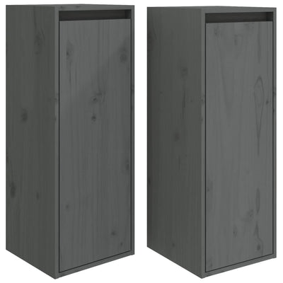 Seinäkaapit 2 kpl harmaa 30x30x80 cm täysi mänty