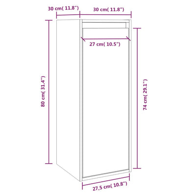 Seinäkaapit 2 kpl harmaa 30x30x80 cm täysi mänty
