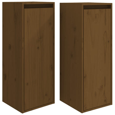 Seinäkaapit 2 kpl hunajanruskea 30x30x80 cm täysi mänty