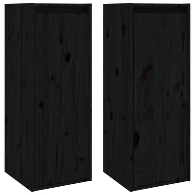 Seinäkaapit 2 kpl musta 30x30x80 cm täysi mänty