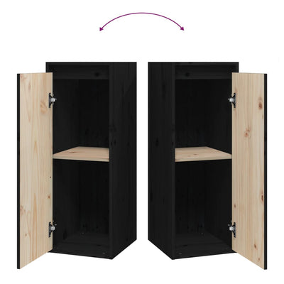 Seinäkaapit 2 kpl musta 30x30x80 cm täysi mänty