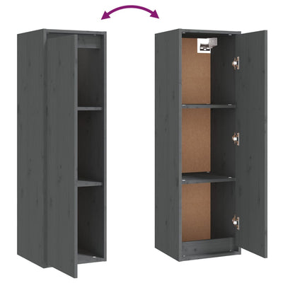 Seinäkaapit 2 kpl harmaa 30x30x100 cm täysi mänty